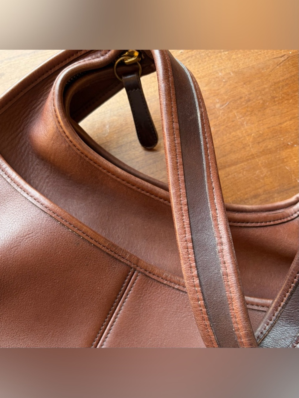 COACH Ergo Pocket Zip #9033 Mahogany Brown Leather Vintage 90s Hobo Shoulder Bag - Picture 7 of 11